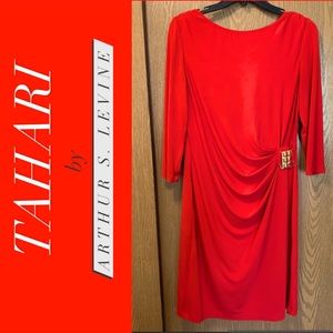 TAHARI by ASL Red Ruched Sheath Dress